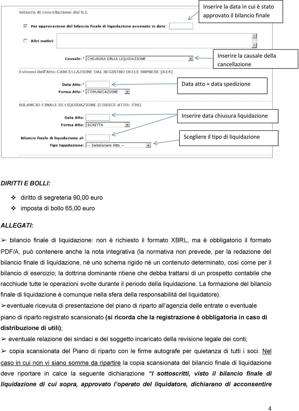 contenere anche la nota integrativa (la normativa non prevede, per la redazione del bilancio finale di liquidazione, né uno schema rigido né un contenuto determinato, così come per il bilancio di