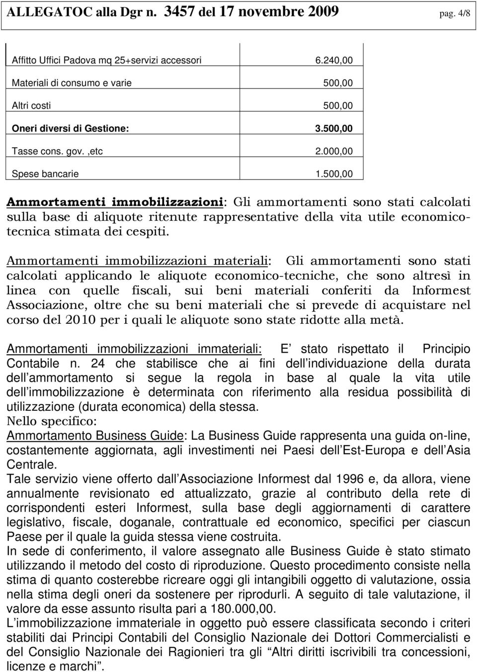 500,00 Ammortamenti immobilizzazioni: Gli ammortamenti sono stati calcolati sulla base di aliquote ritenute rappresentative della vita utile economicotecnica stimata dei cespiti.