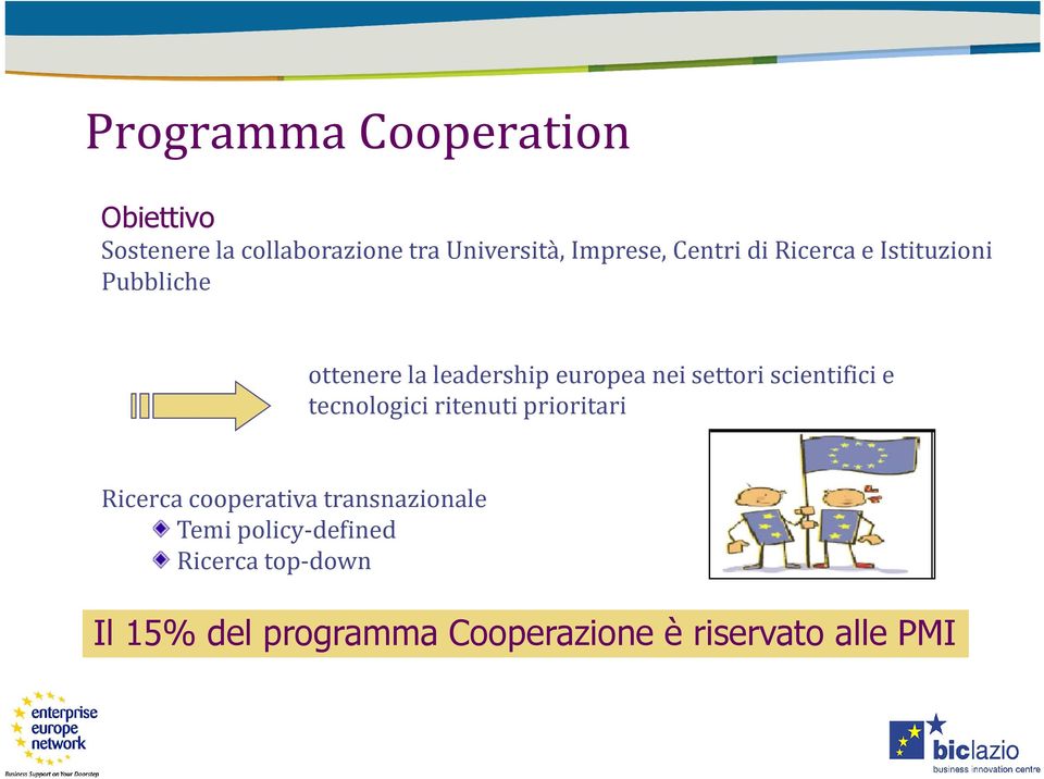 scientifici e tecnologici ritenuti prioritari Ricerca cooperativa transnazionale Temi