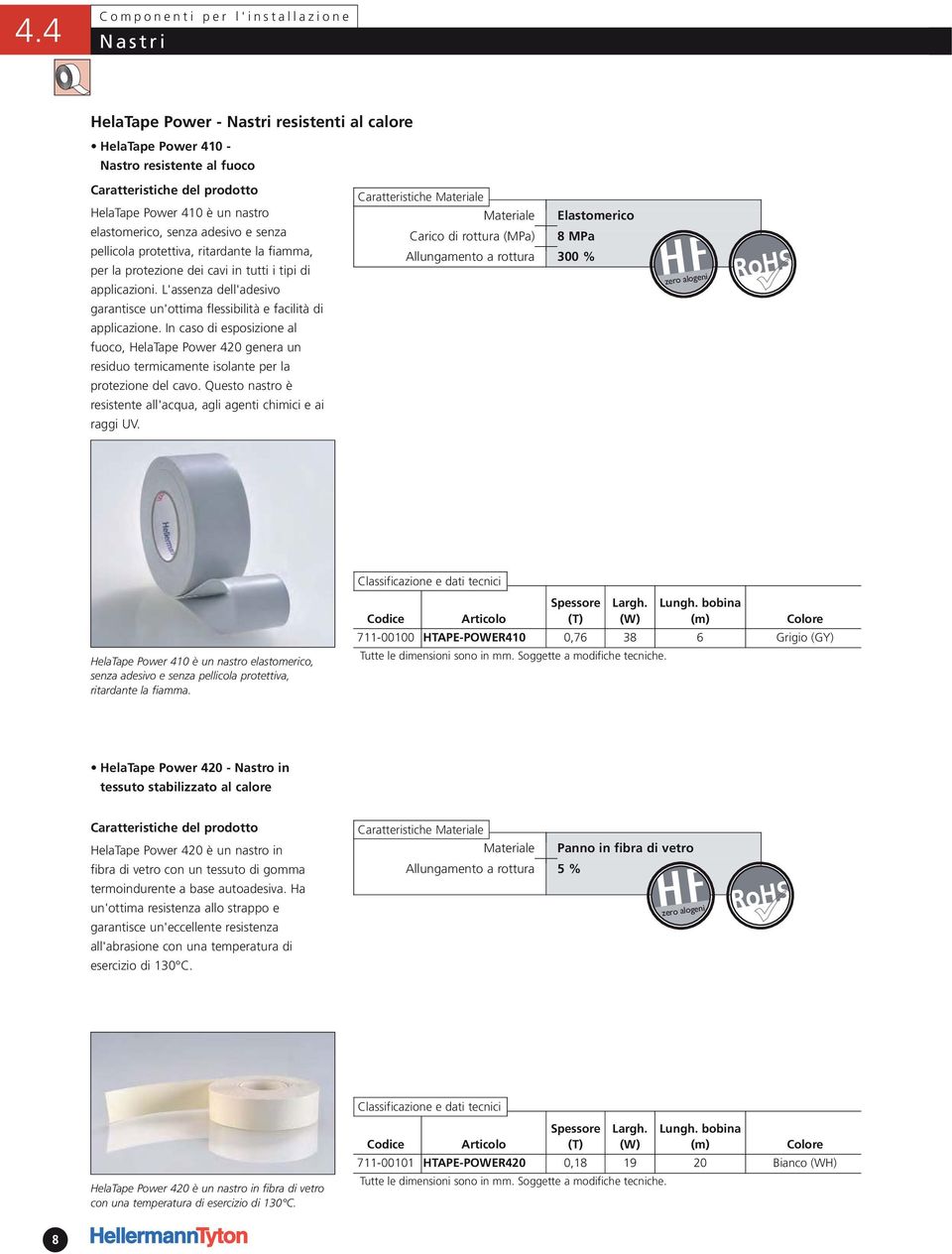 In caso di esposizione al fuoco, HelaTape Power 420 genera un residuo termicamente isolante per la protezione del cavo. Questo nastro è resistente all'acqua, agli agenti chimici e ai raggi UV.