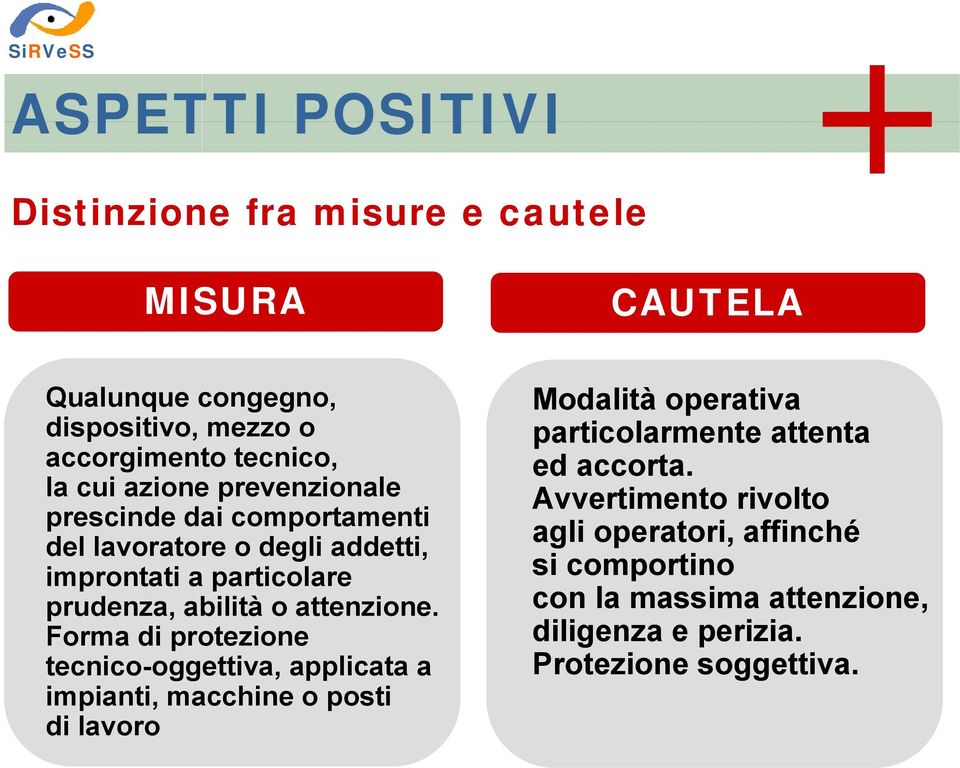 Forma di protezione tecnico-oggettiva, applicata a impianti, macchine o posti di lavoro Modalità operativa particolarmente attenta ed