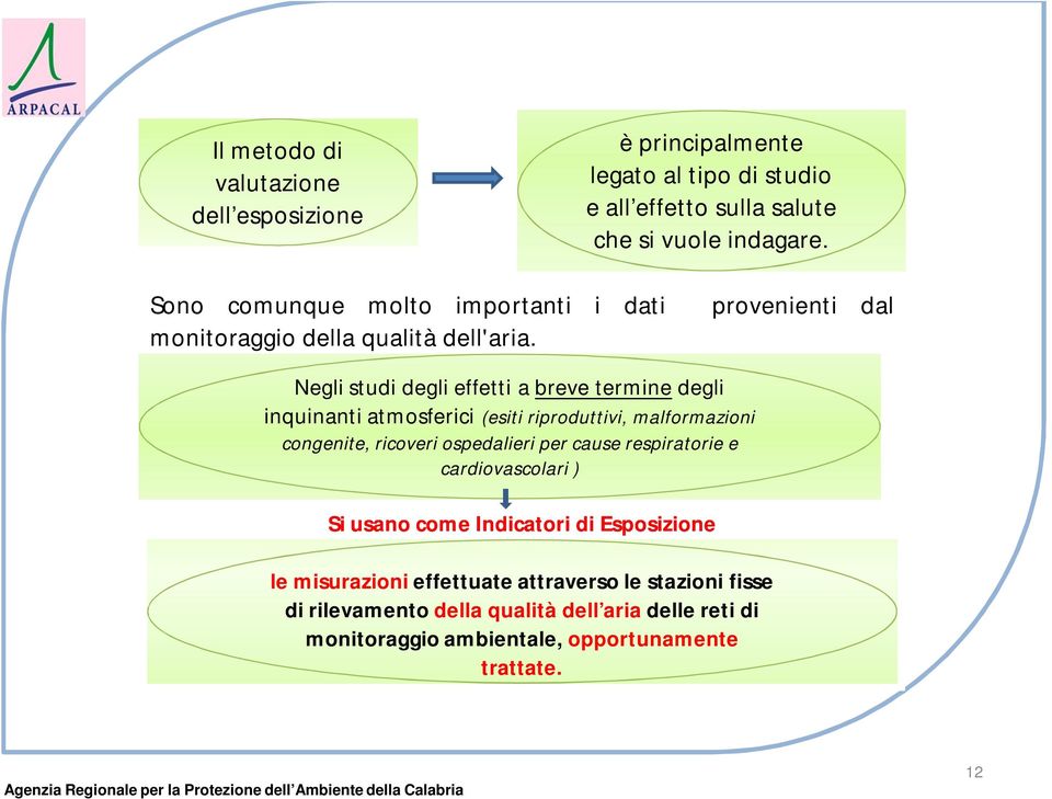 Negli studi degli effetti a breve termine degli inquinanti atmosferici (esiti riproduttivi, malformazioni congenite, ricoveri ospedalieri per cause