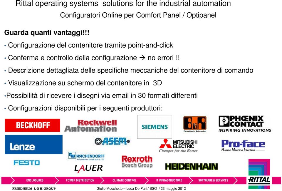 ! Descrizione dettagliata delle specifiche meccaniche del contenitore di comando Visualizzazione su schermo del contenitore