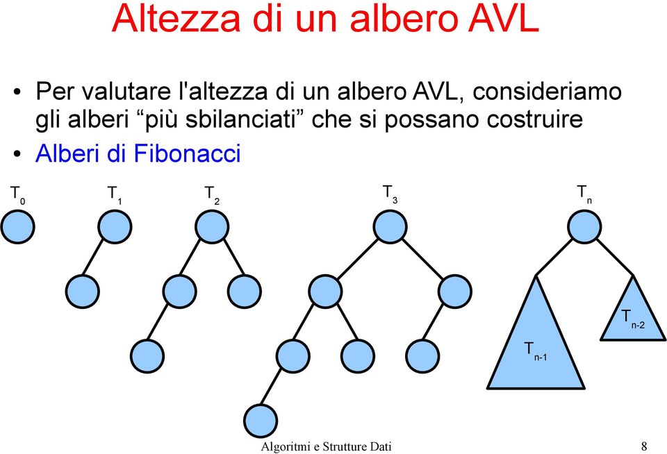 che si possano costruire Alberi di Fibonacci T 0 T 1