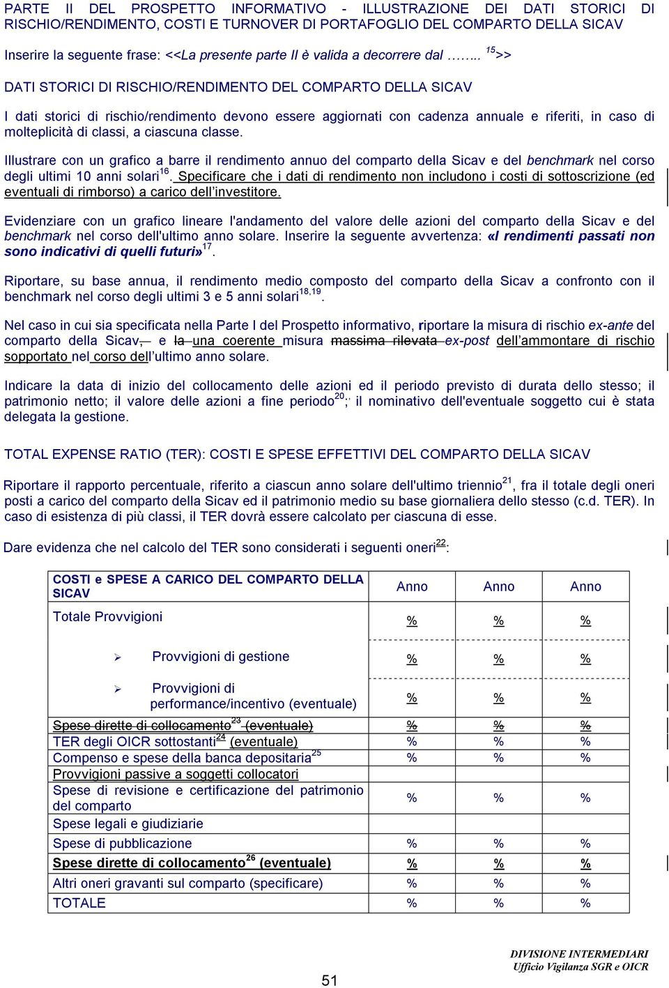 . 15 >> DATI STORICI DI RISCHIO/RENDIMENTO DEL COMPARTO DELLA SICAV I dati storici di rischio/rendimento devono essere aggiornati con cadenza annuale e riferiti, in caso di molteplicità di classi, a