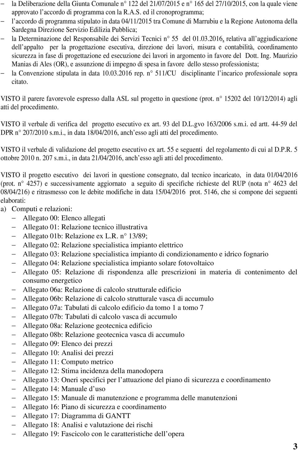 Responsabile dei Servizi Tecnici n 55 del 01.03.