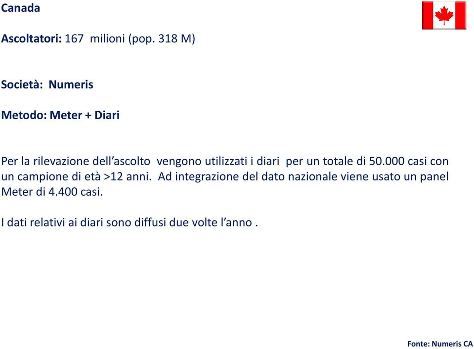 utilizzati i diari per un totale di 50.000 casi con un campione di età >12 anni.