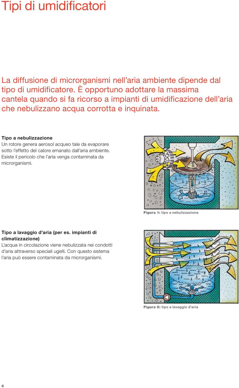Tipo a nebulizzazione Un rotore genera aerosol acqueo tale da evaporare sotto l effetto del calore emanato dall aria ambiente.