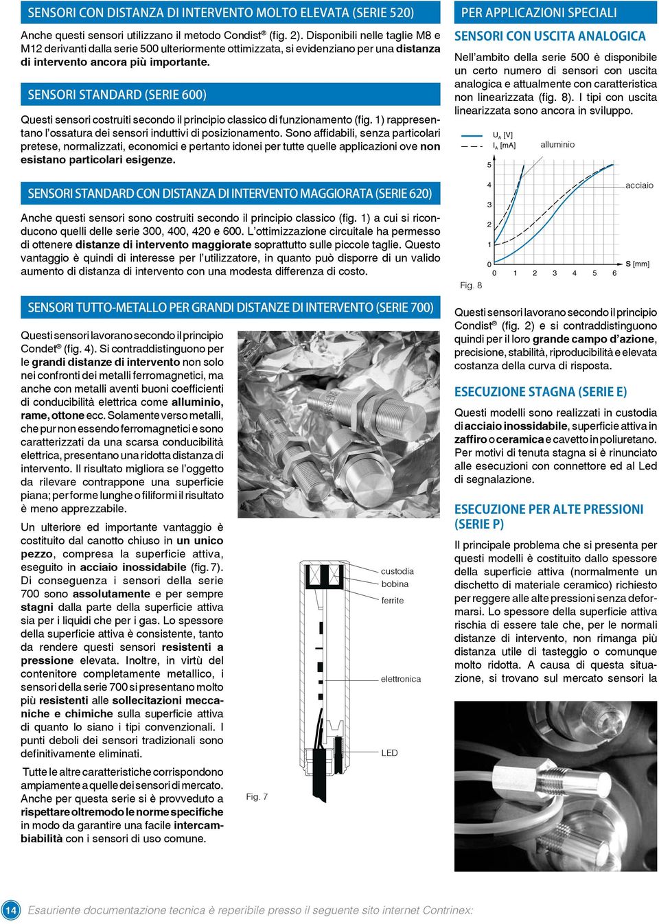 sensori standard (serie 600) Questi sensori costruiti secondo il principio classico di funzionamento (fig. 1) rappresentano l ossatura dei sensori induttivi di posizionamento.