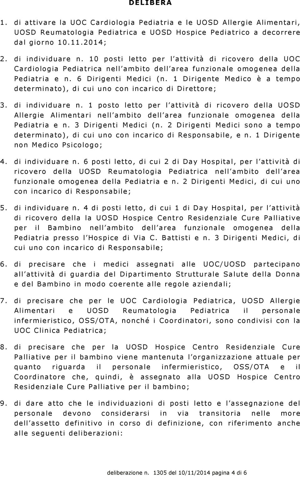 1 Dirigente Medico è a tempo determinato), di cui uno con incarico di Direttore; 3. di individuare n.