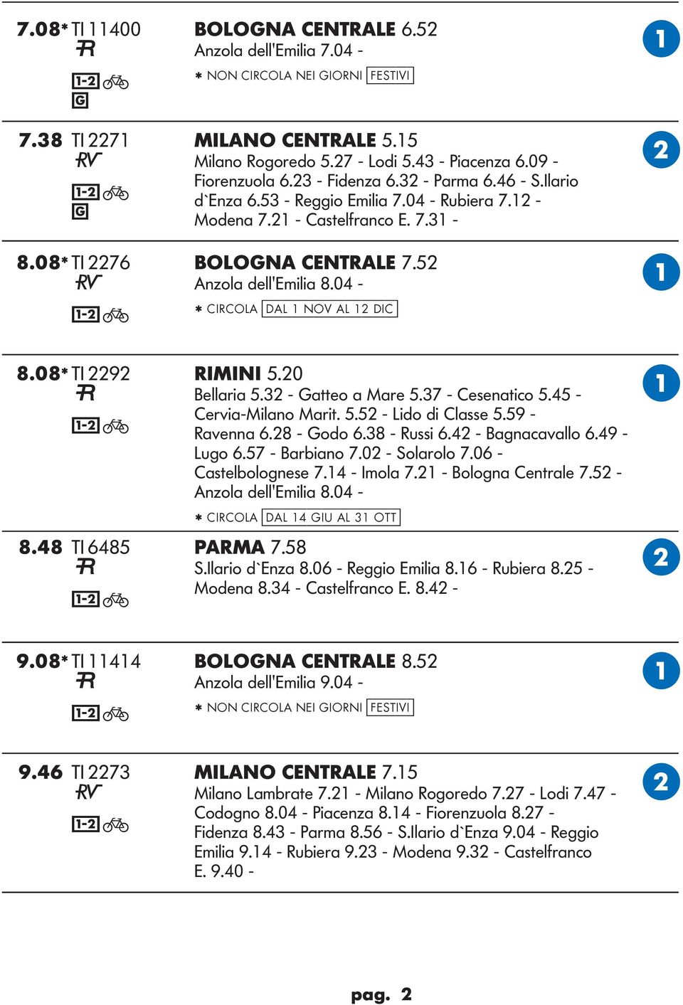 08* TI 2292 RIMINI 5.20 ellaria 5.32 - atteo a Mare 5.37 - Cesenatico 5.45 - Cervia-Milano Marit. 5.52 - ido di Classe 5.59 - Ravenna 6.28 - odo 6.38 - Russi 6.42 - agnacavallo 6.49 - ugo 6.