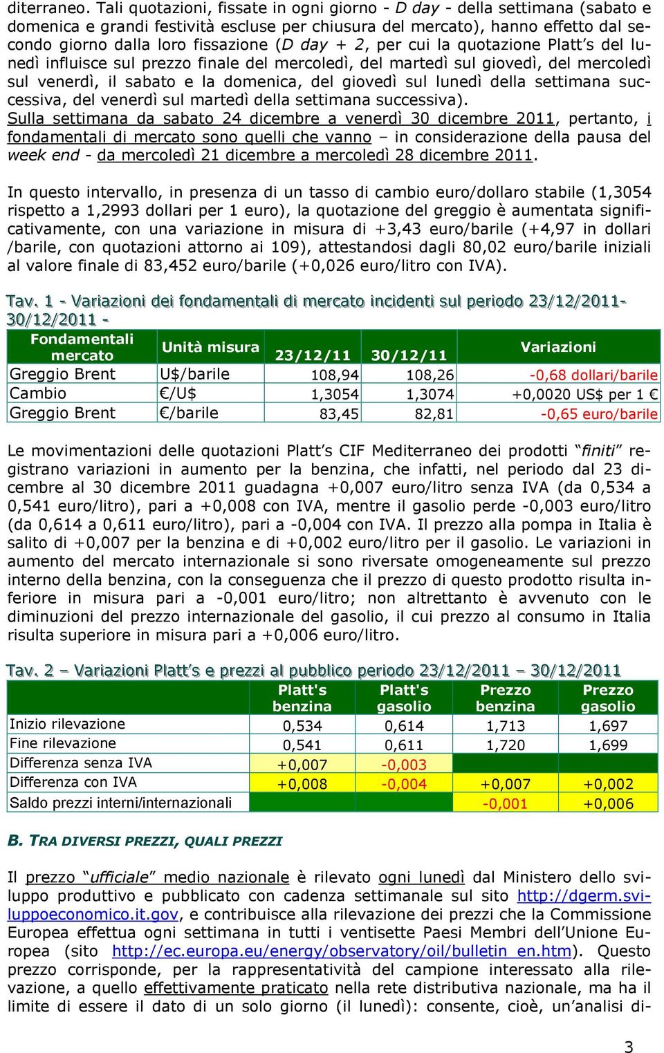 day + 2, per cui la quotazione Platt s del lunedì influisce sul prezzo finale del mercoledì, del martedì sul giovedì, del mercoledì sul venerdì, il sabato e la domenica, del giovedì sul lunedì della