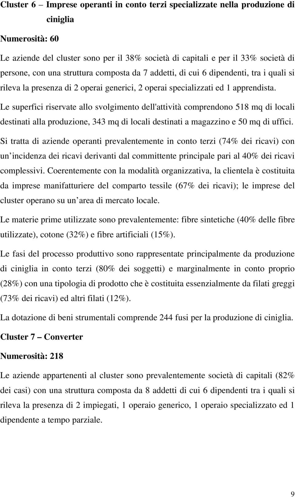 Le superfici riservate allo svolgimento dell'attività comprendono 518 mq di locali destinati alla produzione, 343 mq di locali destinati a magazzino e 50 mq di uffici.