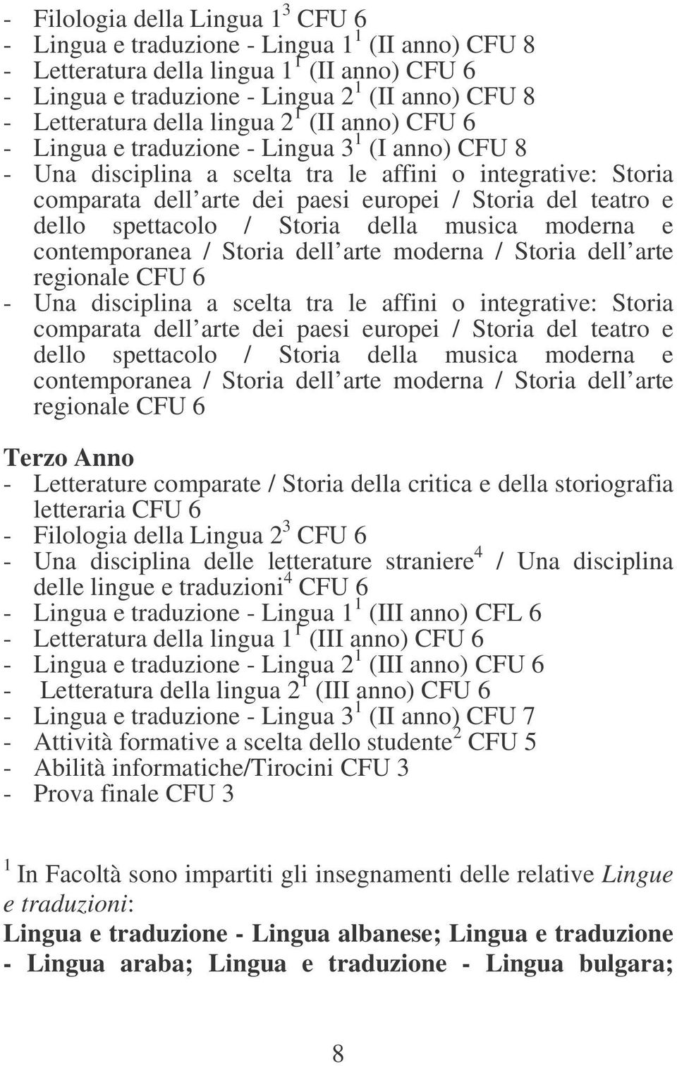 teatro e dello spettacolo / Storia della musica moderna e contemporanea / Storia dell arte moderna / Storia dell arte regionale CFU 6 - Una disciplina a scelta tra le affini o integrative: Storia