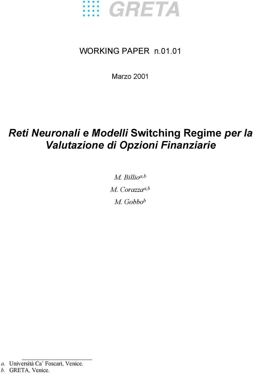 Regime per la Valuazione di Opzioni Finanziarie M.