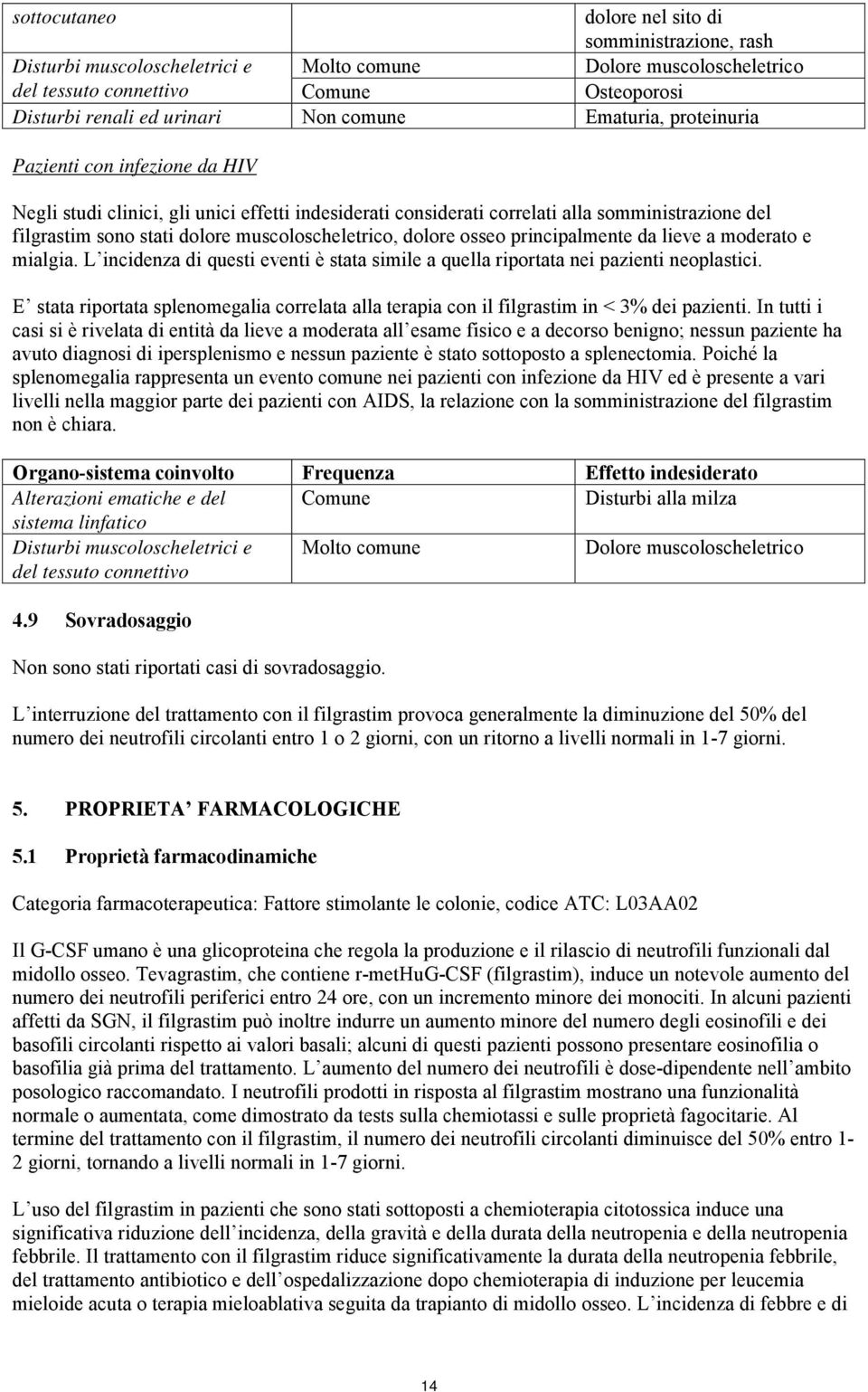 muscoloscheletrico, dolore osseo principalmente da lieve a moderato e mialgia. L incidenza di questi eventi è stata simile a quella riportata nei pazienti neoplastici.