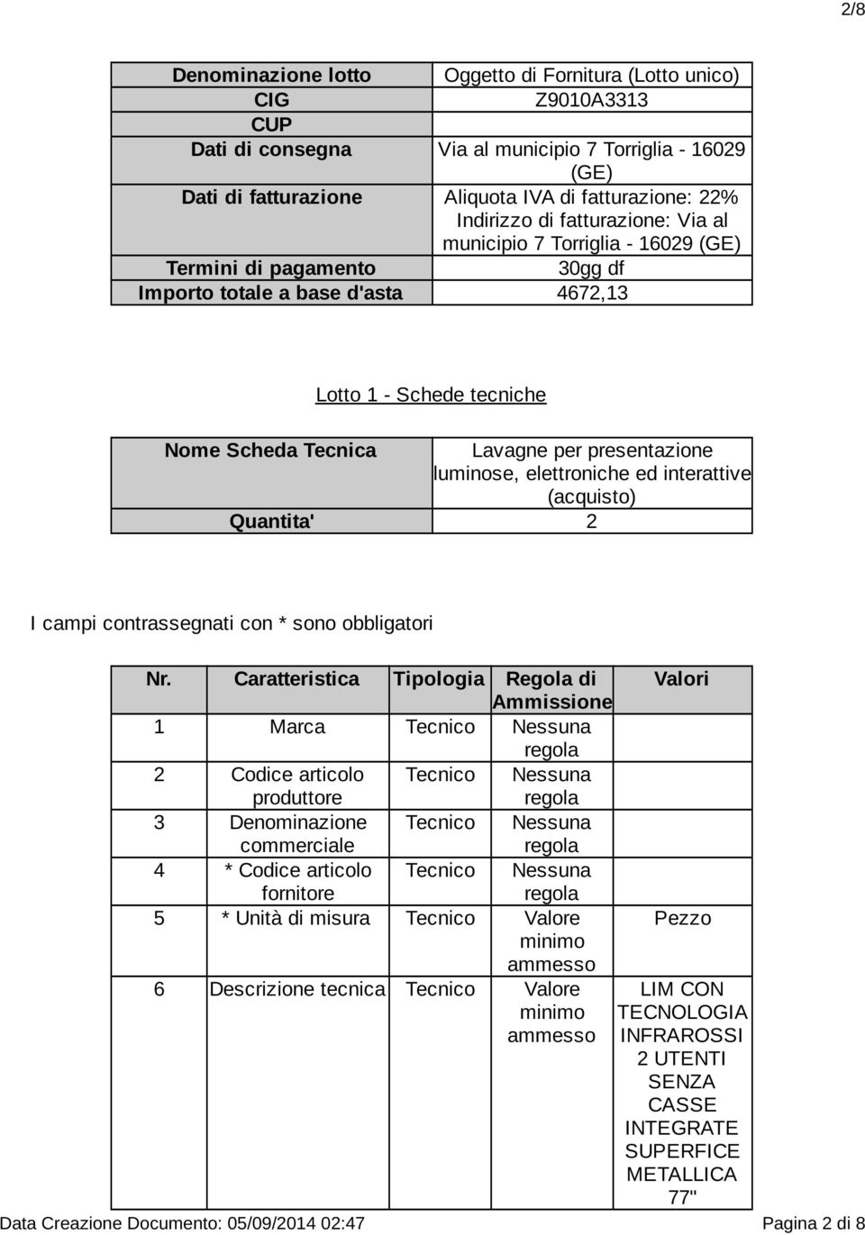 presentazione luminose, elettroniche ed interattive (acquisto) Quantita' 2 I campi contrassegnati con * sono obbligatori Nr.