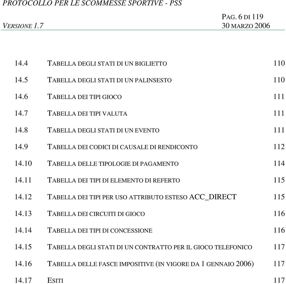 10 TABELLA DELLE TIPOLOGIE DI PAGAMENTO 114 14.11 TABELLA DEI TIPI DI ELEMENTO DI REFERTO 115 14.12 TABELLA DEI TIPI PER USO ATTRIBUTO ESTESO ACC_DIRECT 115 14.