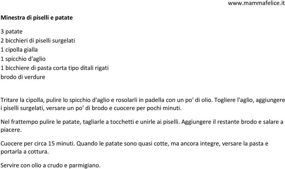 Togliere l'aglio, aggiungere i piselli surgelati, versare un po' di brodo e cuocere per pochi minuti.