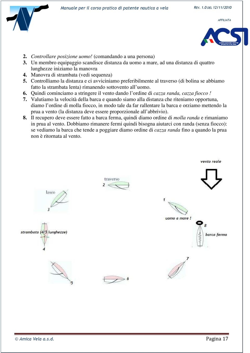 Quindi cominciamo a stringere il vento dando l ordine di cazza randa, cazza fiocco! 7.