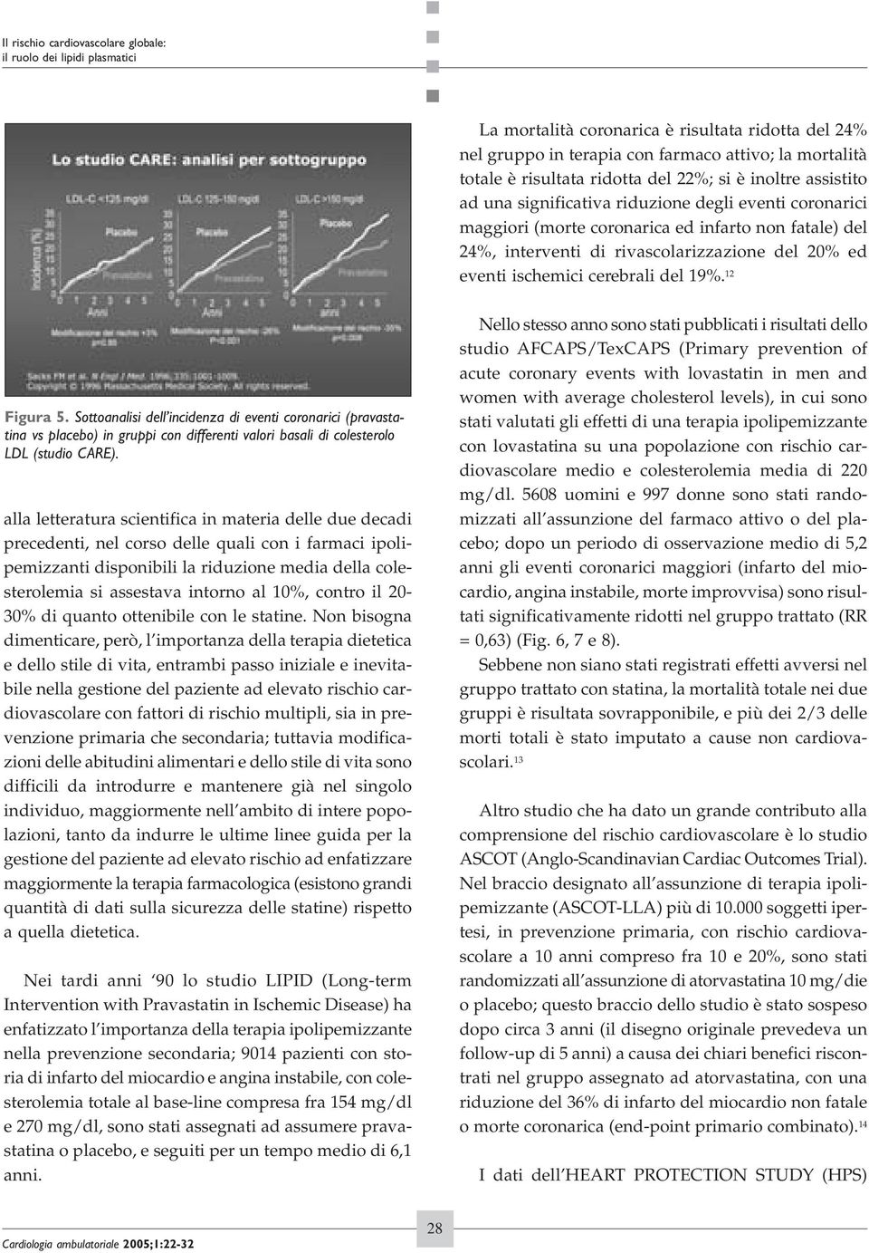 Sottoanalisi dell incidenza di eventi coronarici (pravastatina vs placebo) in gruppi con differenti valori basali di colesterolo LDL (studio CARE).