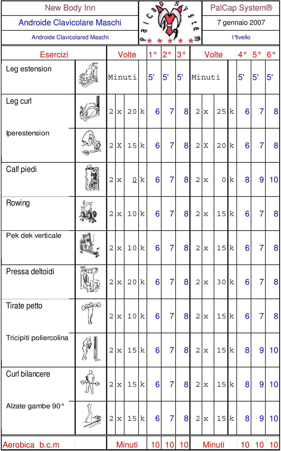 8 2 x 15 k 6 7 8 Pek dek verticale 2 x 10 k 6 7 8 2 x 15 k 6 7 8 Pressa deltoidi 2 x 20 k 6 7 8 2 x 30 k 6 7 8 Tirate petto 2 x 10 k 6 7 8 2 x 15 k 6 7 8 Tricipiti