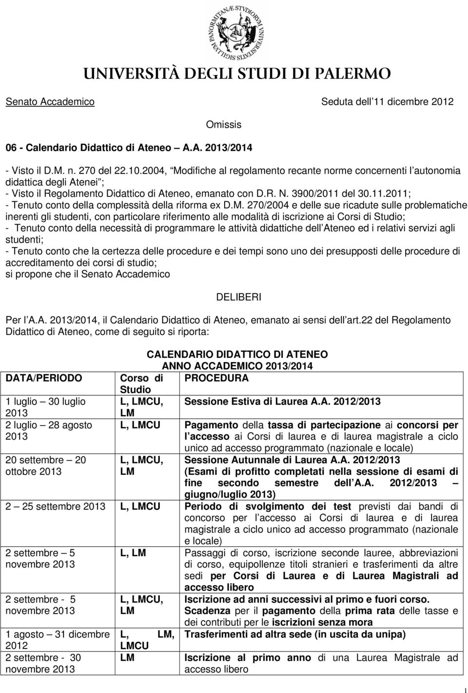 del 30.11.2011; - Tenuto conto della complessità della riforma ex D.M.