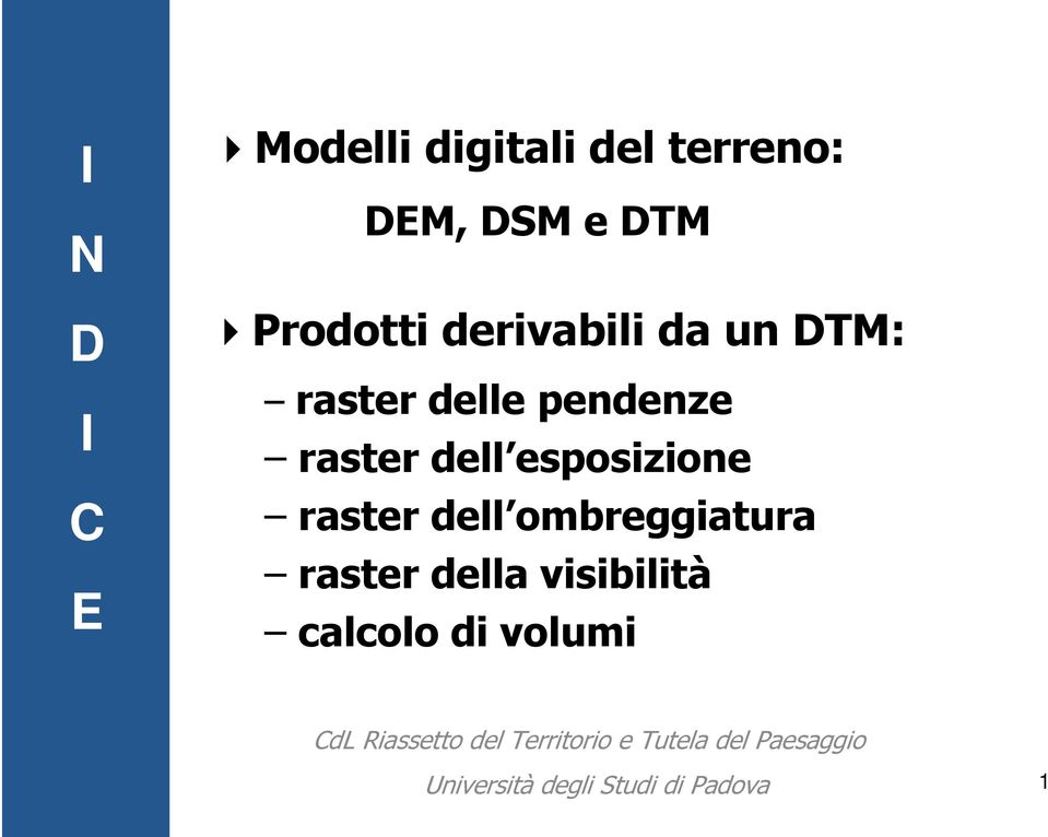 raster dell ombreggiatura raster della visibilità calcolo di volumi CdL