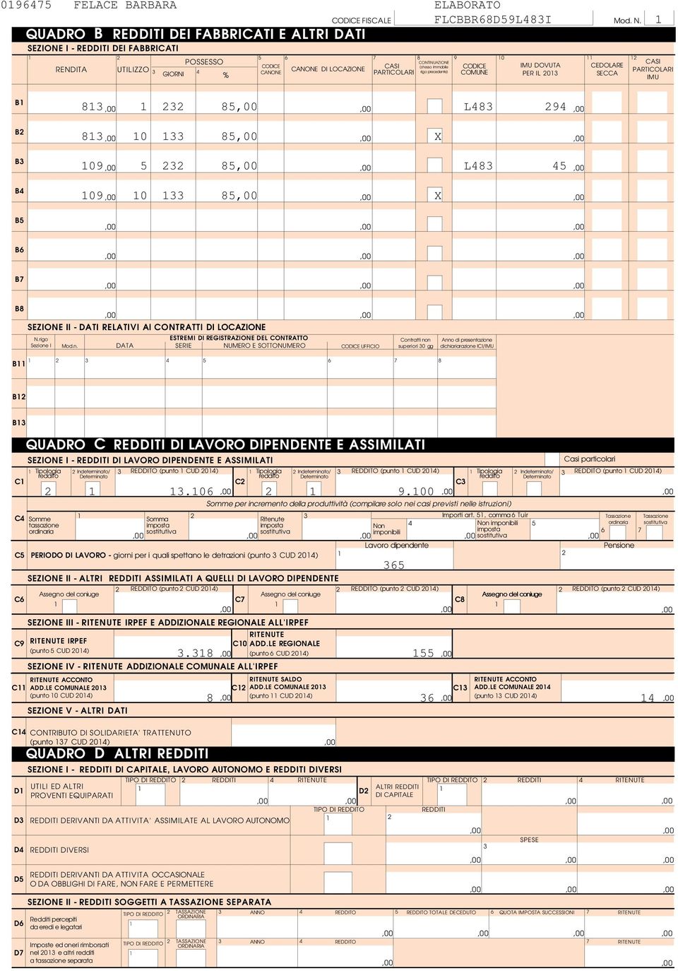 rigo ESTREMI DI REGISTRAZIONE DEL CONTRATTO Sezione