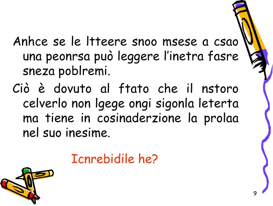 Ciò è dovuto al ftato che il nstoro celverlo non lgege ongi