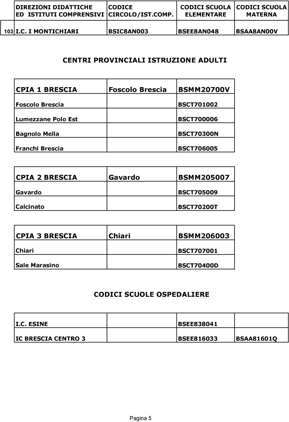 BSMM20700V Foscolo Brescia Lumezzane Polo Est Bagnolo Mella Franchi Brescia BSCT701002 BSCT700006 BSCT70300N BSCT706005