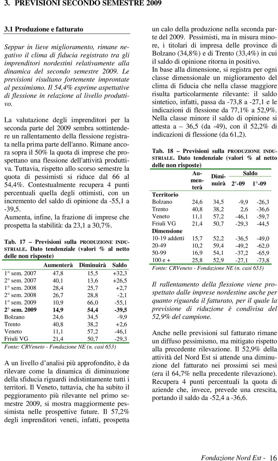 Le previsioni risultano fortemente improntate al pessimismo. Il 54,4% esprime aspettative di flessione in relazione al livello produttivo.