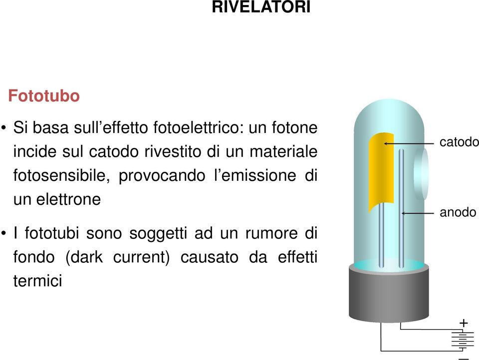 provocando l emissione di un elettrone I fototubi sono soggetti ad