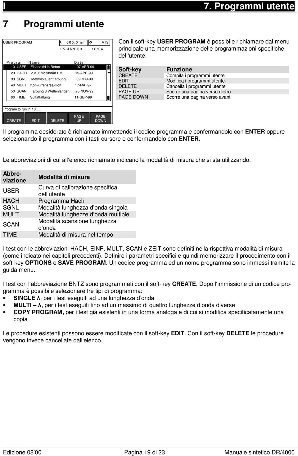 memorizzazione delle programmazioni specifiche dell utente.