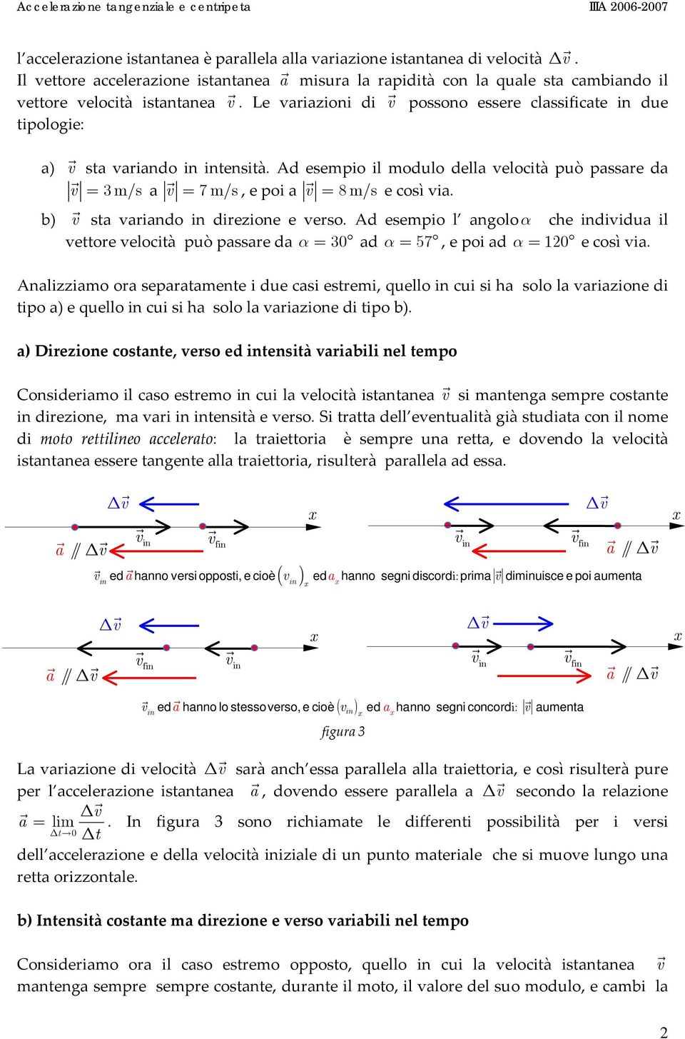 Ad esempio l goloα che diidu il ettore elocità può pssre d α = 30 d α = 57, e poi d α = 20 e così i.