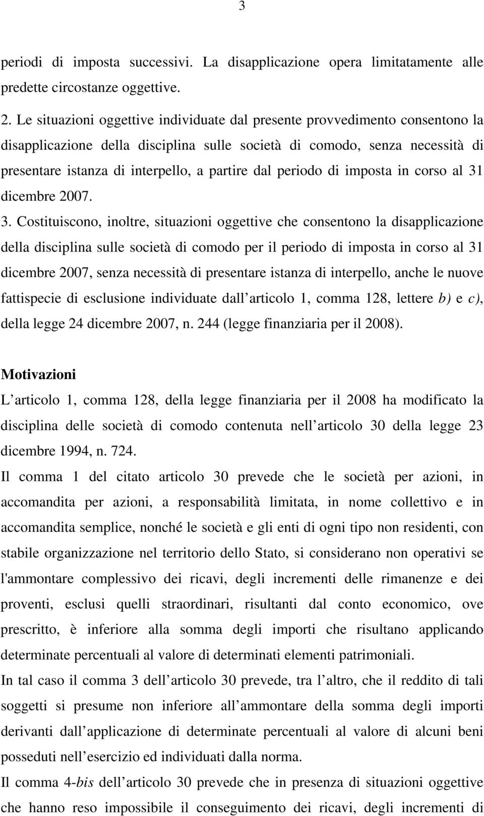 dal periodo di imposta in corso al 31