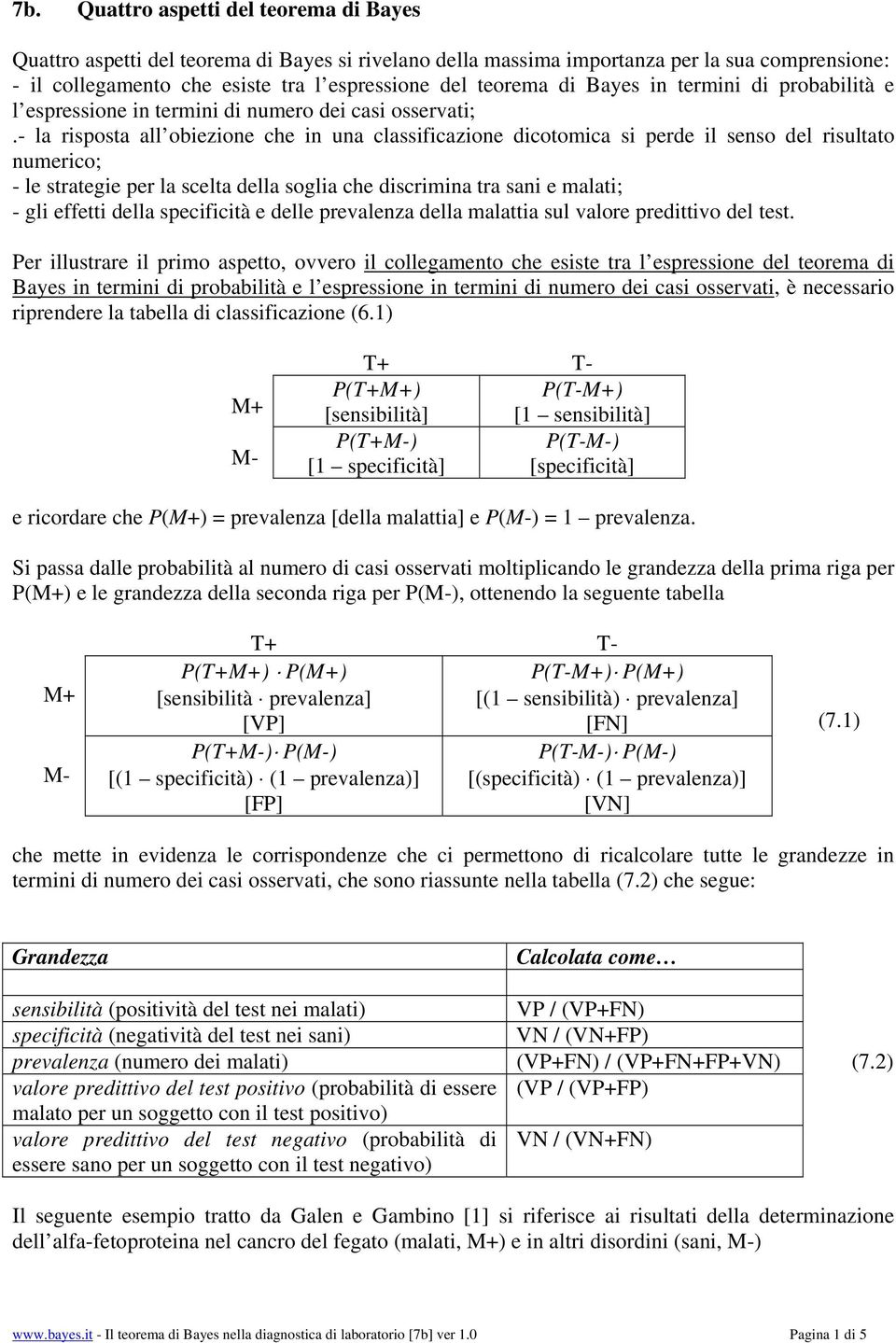 - la risposta all obiezione che in una classificazione dicotomica si perde il senso del risultato numerico; - le strategie per la scelta della soglia che discrimina tra sani e malati; - gli effetti