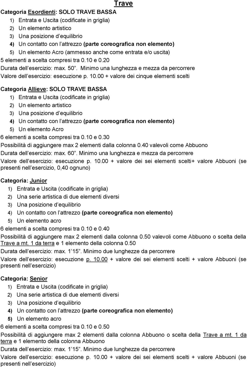 Minimo una lunghezza e mezza da percorrere Valore dell esercizio: esecuzione p. 10.