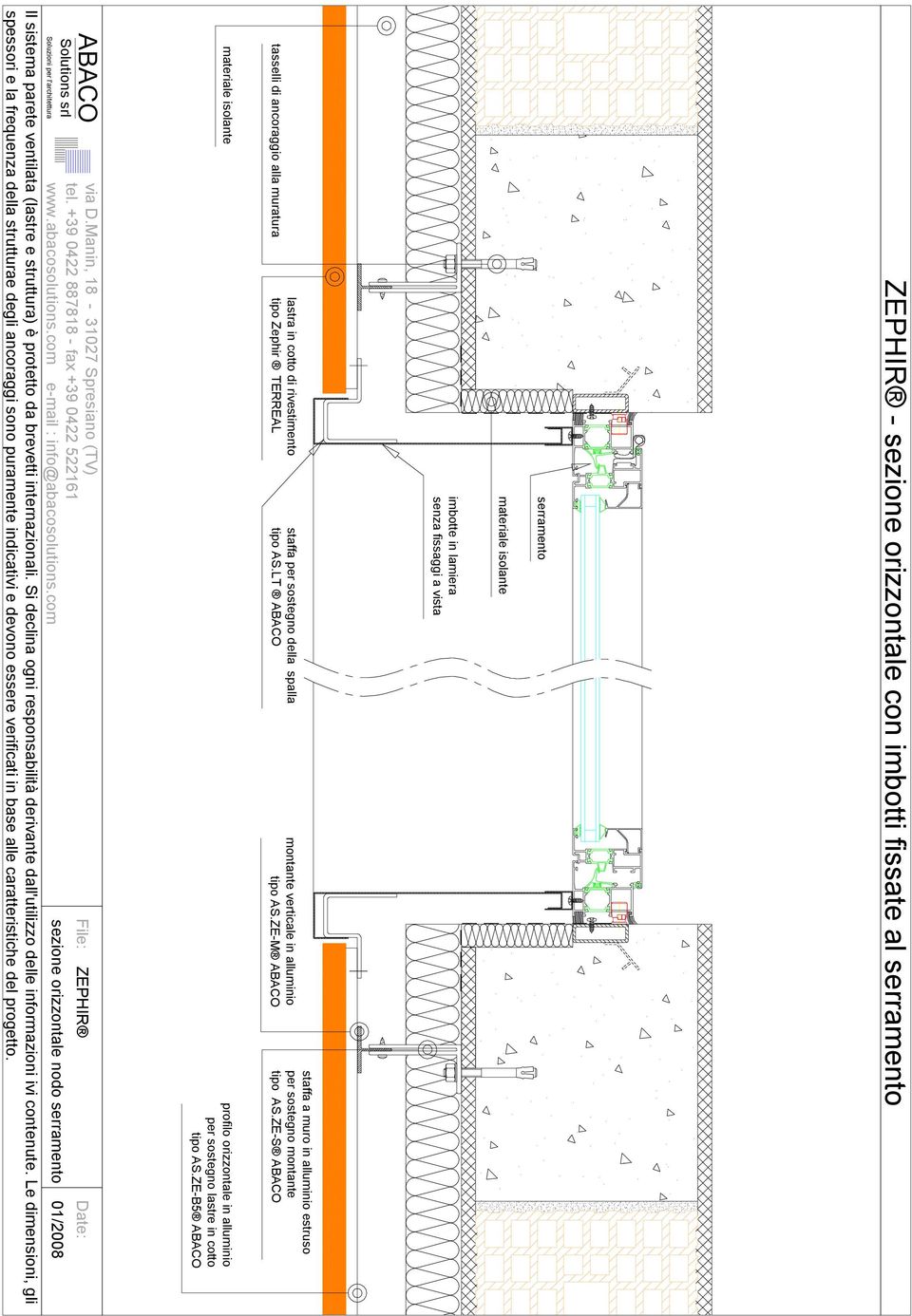 ZE-B File: ZEPHIR Date: sezione orizzontale nodo serramento contenute.