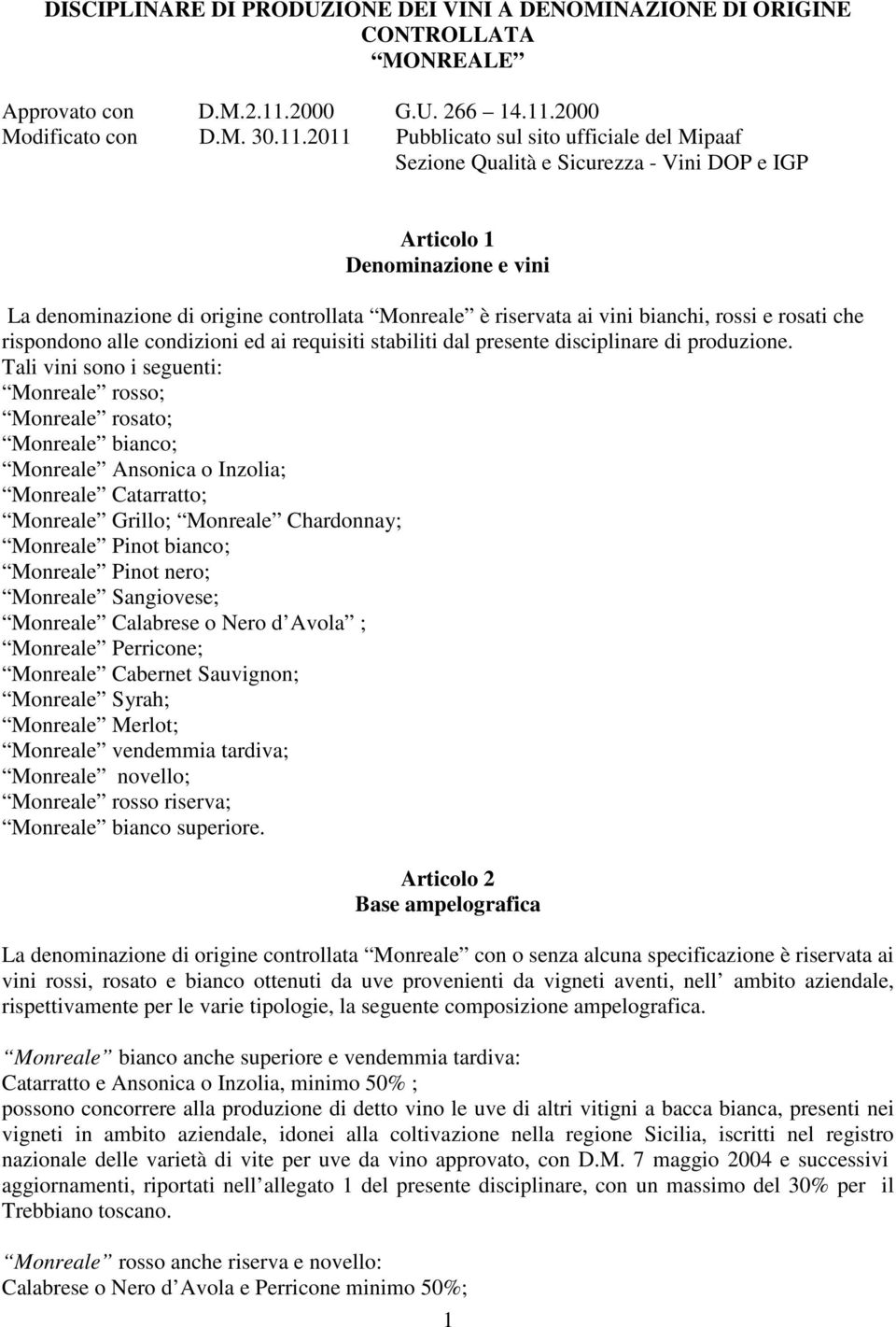 2000 Modificato con D.M. 30.11.