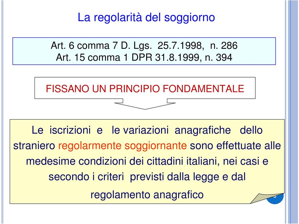 394 FISSANO UN PRINCIPIO FONDAMENTALE Le iscrizioni e le variazioni anagrafiche dello