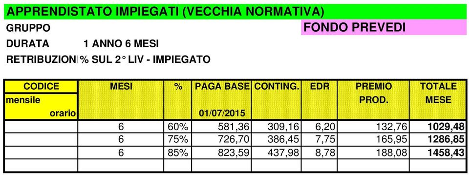 IMPIEGATO 6 60% 581,36 309,16 6,20 132,76 1029,48 6 75%