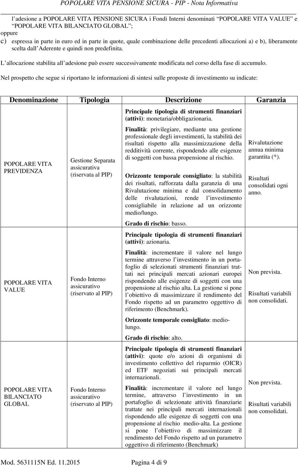 L allocazione stabilita all adesione può essere successivamente modificata nel corso della fase di accumulo.