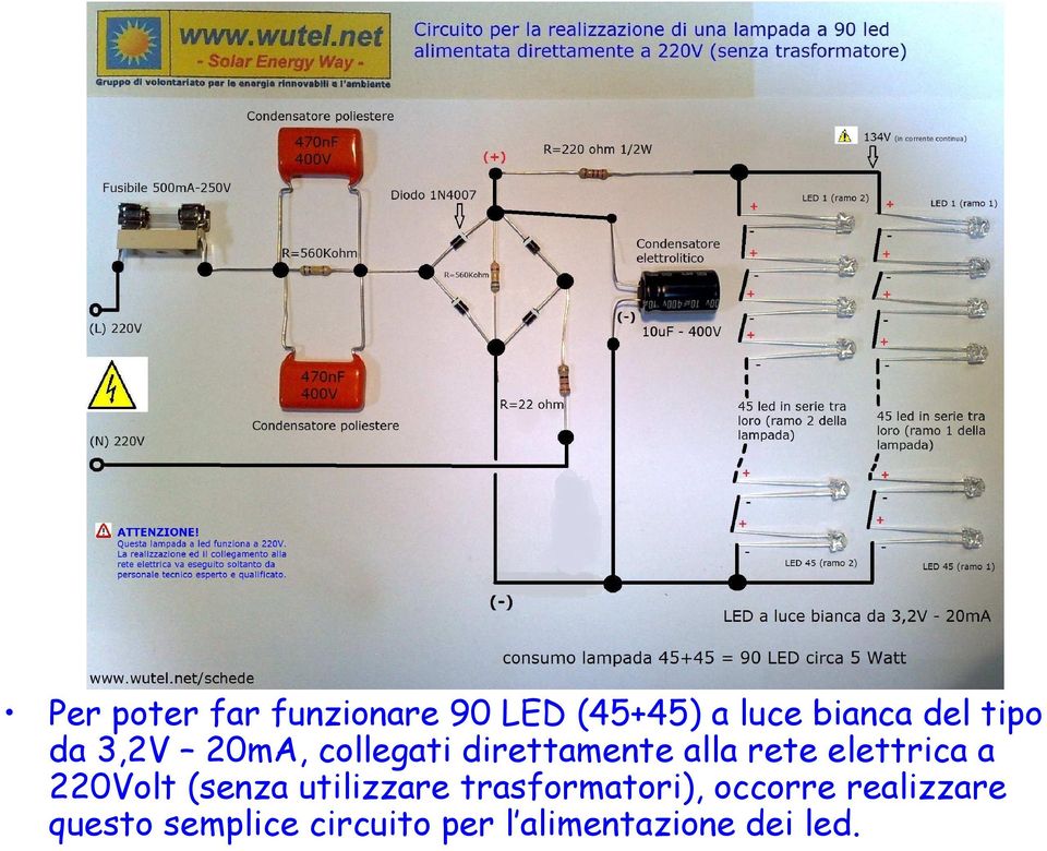 elettrica a 220Volt (senza utilizzare trasformatori),