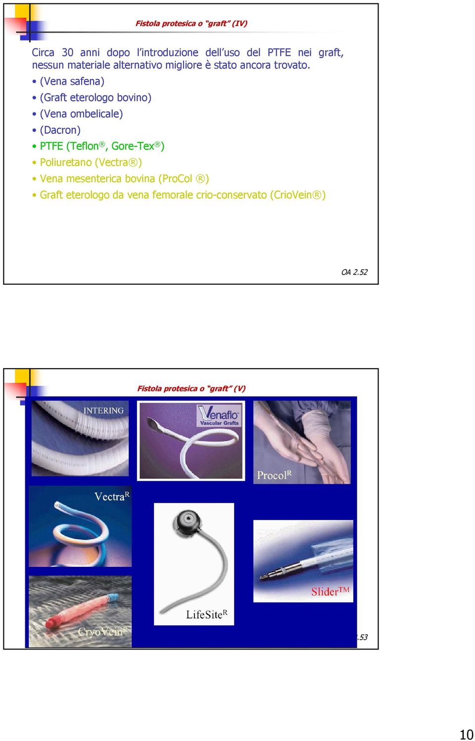 (Vena safena) (Graft eterologo bovino) (Vena ombelicale) (Dacron) PTFE(Teflon, Gore-Tex ) Poliuretano