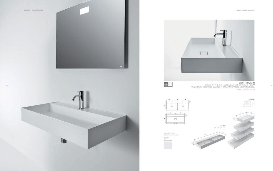 WASHBASINS IN 4MM MATT WHITE CERAMILUX SSL 381 Fattorini + Rizzini +