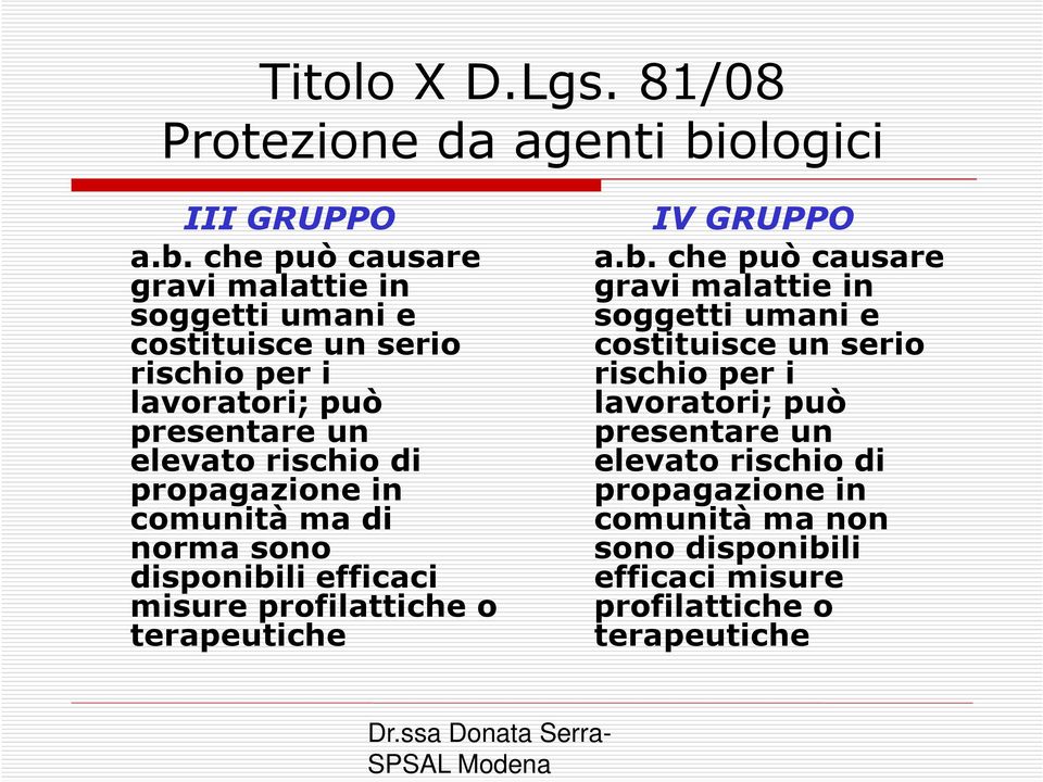 che può causare gravi malattie in soggetti umani e costituisce un serio rischio per i lavoratori; può presentare un elevato rischio di