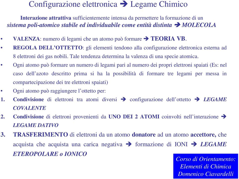 Tale tendenza determina la valenza di una specie atomica.