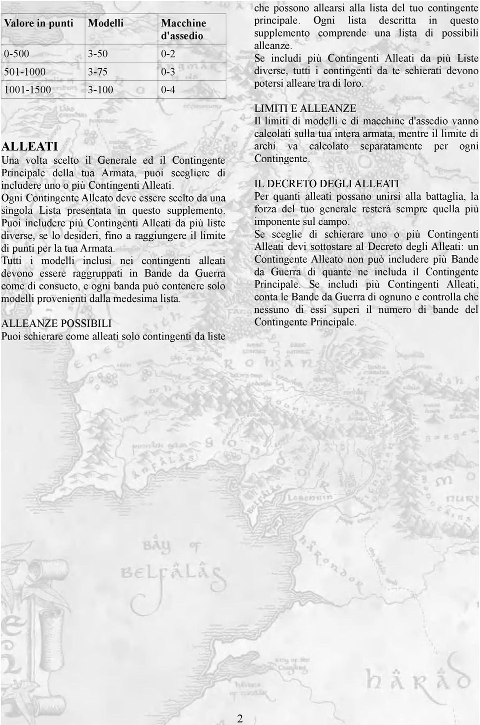 Se includi più Contingenti Alleati da più Liste diverse, tutti i contingenti da te schierati devono potersi alleare tra di loro.