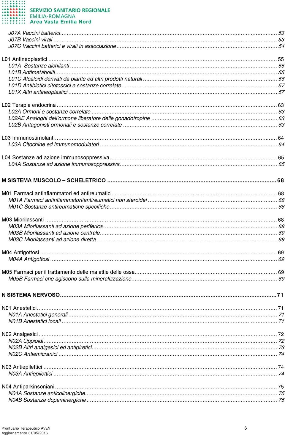 .. 63 L02A Ormoni e sostanze correlate... 63 L02AE Analoghi dell ormone liberatore delle gonadotropine... 63 L02B Antagonisti ormonali e sostanze correlate... 63 L03 Immunostimolanti.